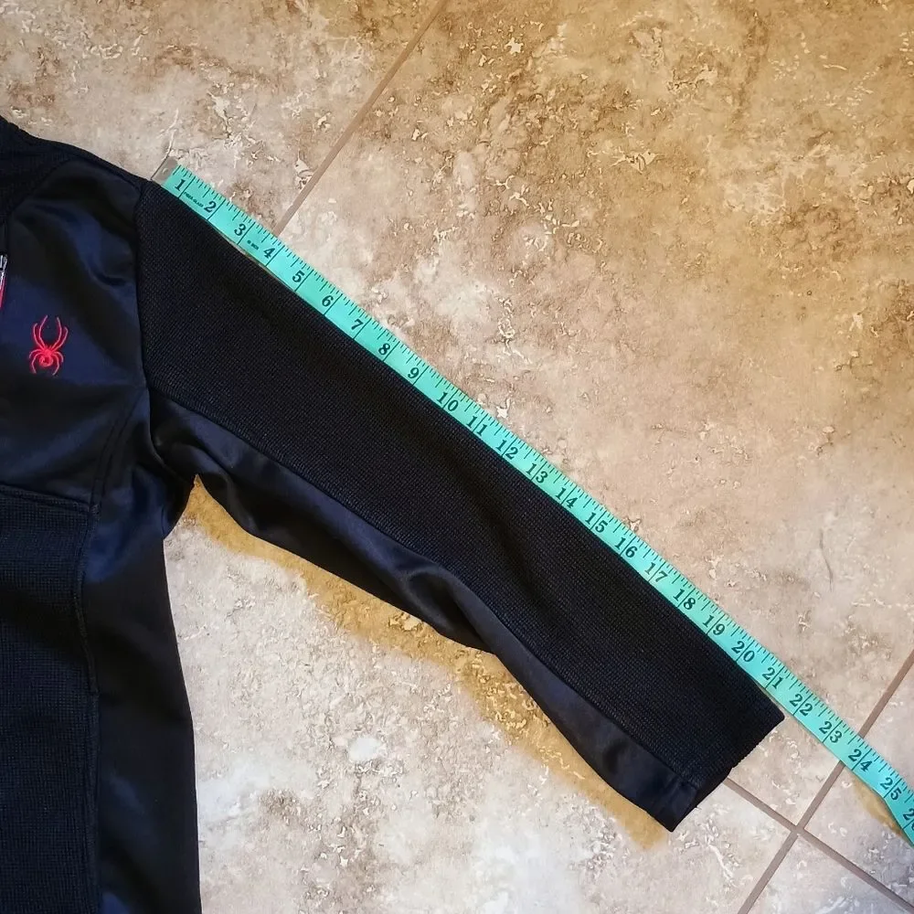 Boy's Spyder Black Red Full Zip Jacket Size Large 14/16